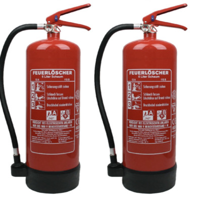 2 Stück 6 Liter Schaum Dauerdruck Löscher Feuerlöscher Brandklasse A/B