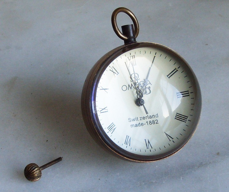 Vintage Omega Switzerland 1882 Glass Ball Desk Clock in Great