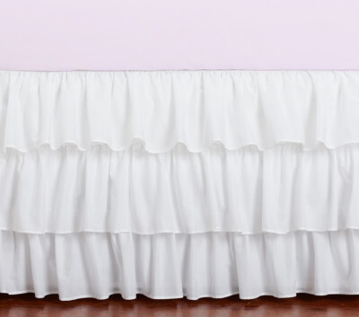 Super Soft Cotton 16'' drop Ruffle Bed Skirt Dust Ruffle:Full Size-White 