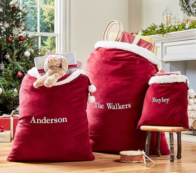 Pottery Barn Holiday Kids Red Velvet Santa Big Bag XLarge XL 56