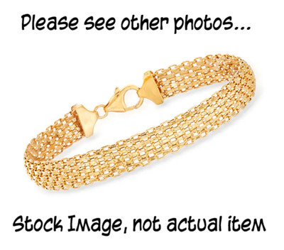 14K Gold Bismarck Style Woven Patterned Bracelet