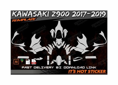 KAWASAKI Z 900 Z900 2017-2019 template vector 1/1 real scale EPS PDF CDR format