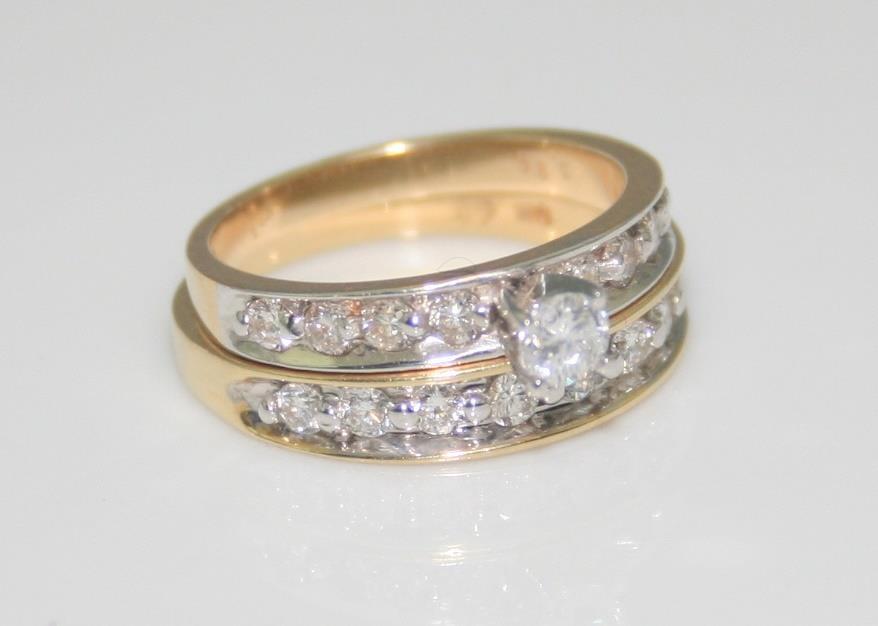 Ladies 14KY  Gold .75ct  Dimaond  Wedding set  6-7sz  (can be sized) Hollmarked