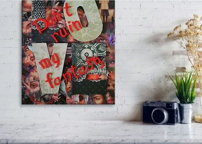 Original 3D Collage Art by ALENA DE PLOTI* 20'' x 16''*LOVE-Don't ruin my fantasy*