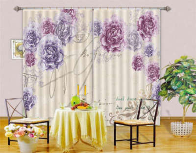 Brilliant Purples Peony 3D Curtain Blockout Photo Printing Curtains Drape Fabric