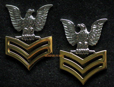 2 TWO 1ST CLASS PETTY OFFICER GOOD CONDUCT COAT EPAULET PIN UP US NAVY E-6 USS