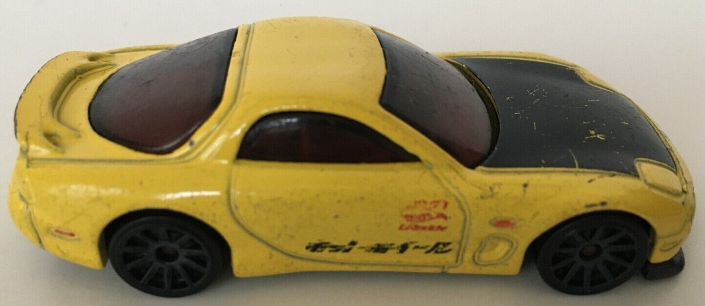 Hot Wheels '95 Mazda RX-7 Yellow Toy Car Japanese Writing