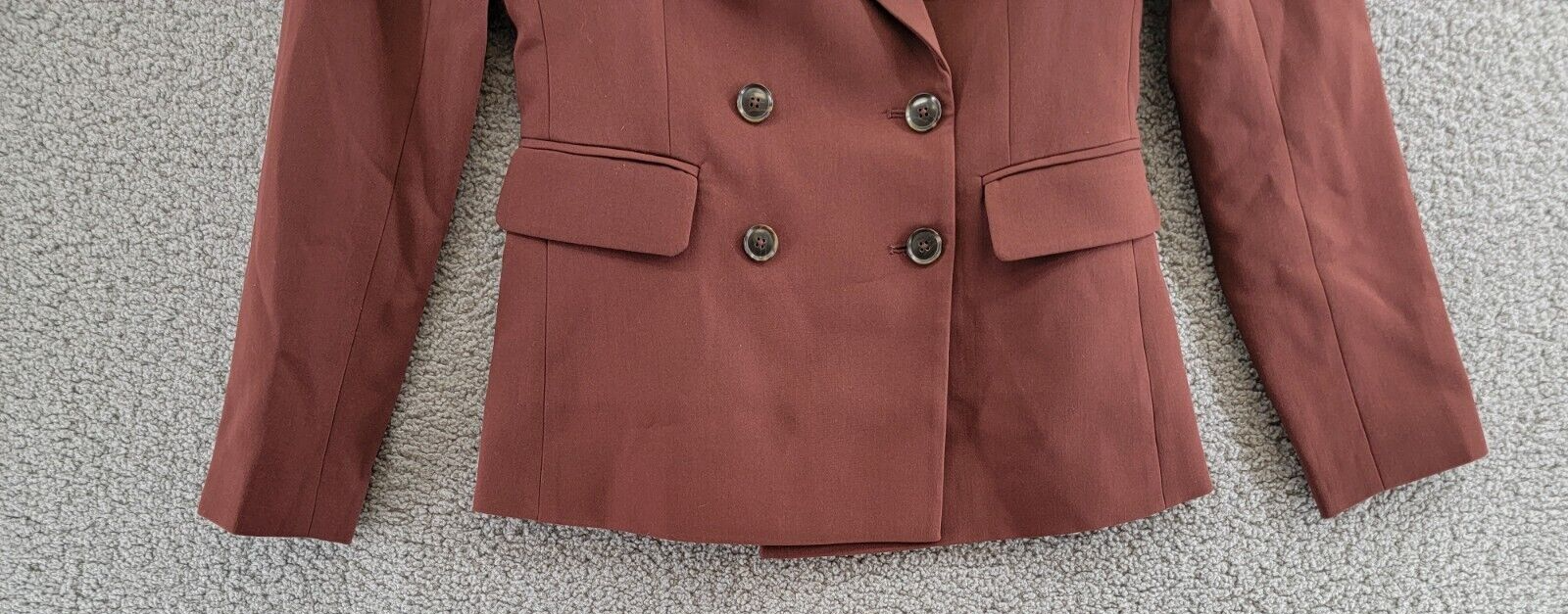 PAIGE Malbec Blazer Women's 2 Mahogany Welt Pockets Long Sleeve Button Front - Picture 4 of 20