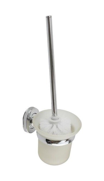 Porta Scopino WC Completo Vetro Satinato Fissaggio a Parete Bagno 69194 dfh