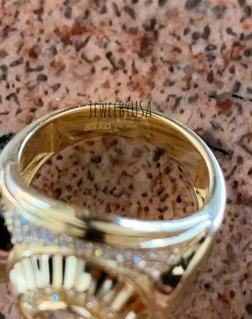 Pre-owned Nsg Vintage Men's Custom Bust Down Cluster Engagement Pinky Ring 2ct Real Moissanite In Yellow