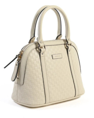 Gucci GG Monogram Cream Leather Microguccissima Mini Dome Shoulder Bag 449654