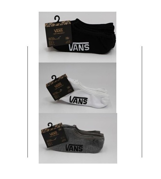 

Набор из 3 мужских носков Vans Classic No Show черного, белого и серого цвета, базовые модели Off The Wall, Белый