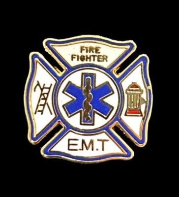 3/4  FIREFIGHTER EMT FIRST RESPONDER SHIELD BADGE SMALL LAPEL PIN FIRE FIGHTER