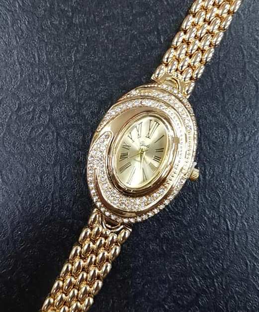 Orologio Polso Yaki Romans Donna Analogico Quarzo Moda Dorato Brillantato lac