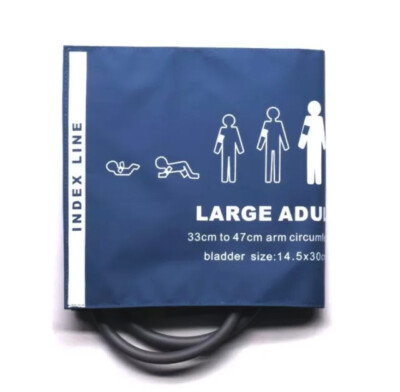 NIBP Cuff Reusable Large Adult Double Hose 33-47cm Blue - Same Day Shipping