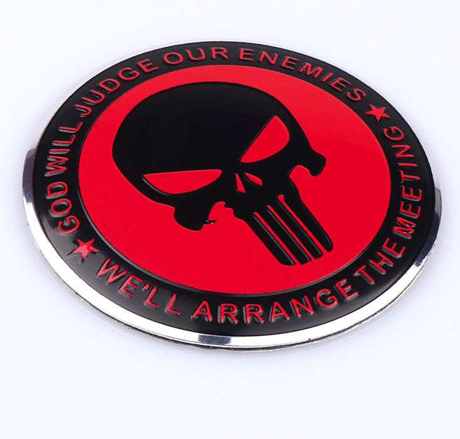 3D Metal Punisher Molon Labe 2nd Amendment Car Sticker Decal DOME SHAPE 2.2"