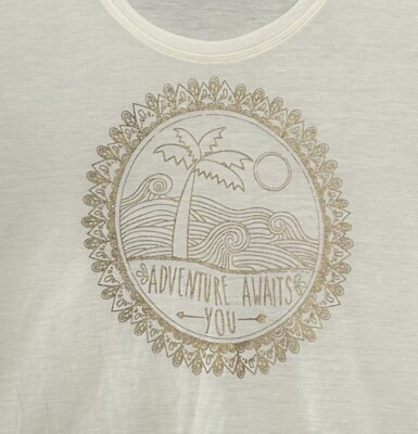 Womens 'Adventure Awaits You' Reel Legends Performance T Shirt - Ivory - Size XL