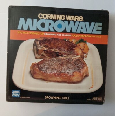 Vintage Corning Ware Microwave BROWNING GRILL 11.5''x12'' MW-2 - new/sealed box