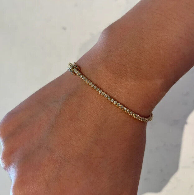 Pre-owned Morris 0.79ct Natural Diamond Tennis Bracelet Si 14k Yellow Gold 5.5 Inches B5886-1i