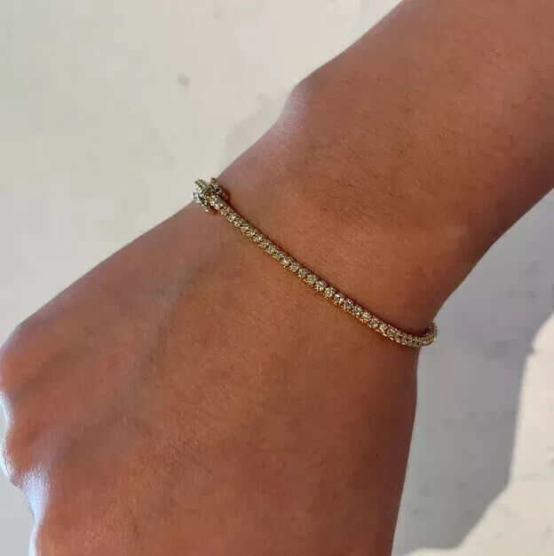 Pre-owned Morris 1.15 Carat Natural Diamond Tennis Bracelet Si 14k Yellow Gold 8 Inch