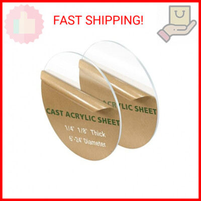 2 Pieces 1/4'' Round Plexiglass Sheet, 6 Inch Diameter Clear Acrylic Circle, Roun