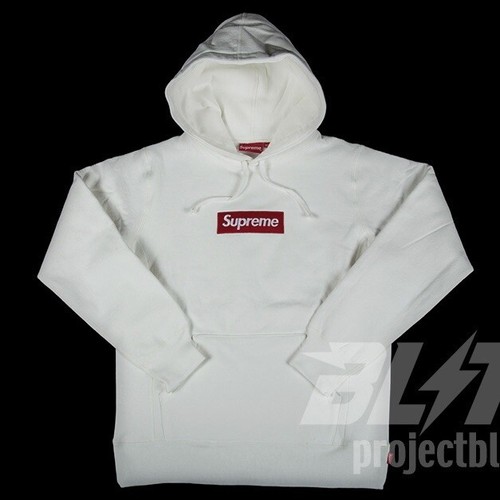 FW16 SUPREME BOX LOGO HOODED SWEATSHIRT HOODIE WHITE SIZE XL