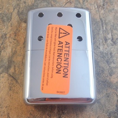 ZIPPO Chrome Finish 6 Hour Pocket HAND WARMER w/ Filler Cup + Warming Bag! 40321