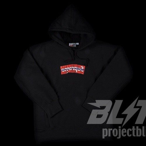 Pre-owned Supreme Fw19  Comme Des Garcons Shirt Box Logo Hooded Sweatshirt Black Cdg Size M