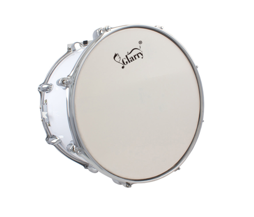 Glarry 14 x10 inches Marching Drum Drumsticks Key Strap White