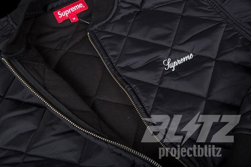 Pre-owned Supreme Ss16  Sequin Patch Quilted Bomber Jacket Black Size L Large 2016