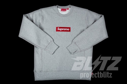 Pre-owned Supreme Fw15  Box Logo Crewneck Sweatshirt Heather Grey Size M Medium 2015 In Gray