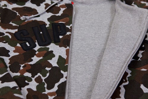 Pre-owned Supreme Fw12  Arc Logo Thermal Zip Up Hooded Sweatshirt Hoodie Camo Size M 2012 In Gray