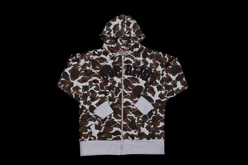 Pre-owned Supreme Fw12  Arc Logo Thermal Zip Up Hooded Sweatshirt Hoodie Camo Size M 2012 In Gray