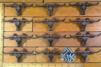 12 Steer Longhorn Drawer Pulls Bin Handles 4-1/2 cast iron Western skull Horns