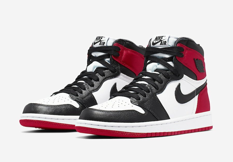 Pre-owned Jordan Women's Nike Air  1 Retro High "satin Black Toe" Cd0461 016 In Red/black/white