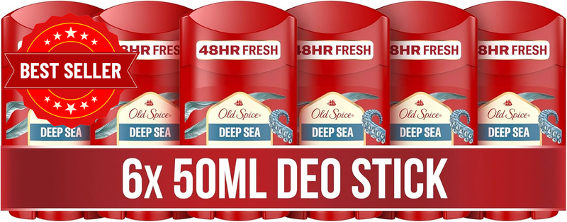 Deep Sea Deodorant Stick for Men, 6 X 50 Ml, 48H Fresh, Long-Lasting Fragrance i