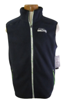 NWT NFL Team Apparel Seattle Seahawks Mens Fleece Vest M Navy