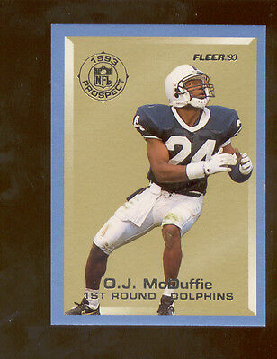 1993 Fleer O. J. MCDUFFIE Miami Dolphins NFL Prospects Rookie Insert Card. rookie card picture