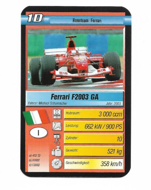 2004 Supertrumpf F1 Formula 1 German Playing cards #1D Michael