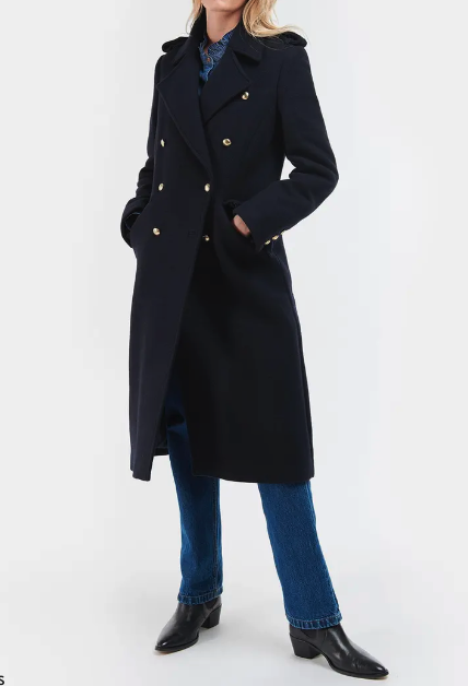 Pre-owned Barbour Inverraray Wool Blend Military Trench Coat In Navy Msrp$680 British Lux In Blue