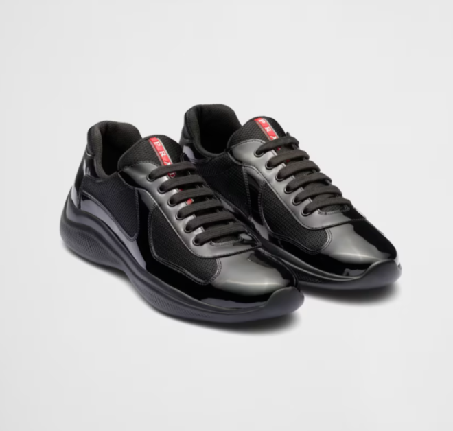 Кроссовки PRADA Linea Rossa из черной лакированной кожи и технической ткани Americas Cup 8