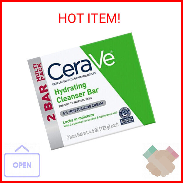 CeraVe Hydrating Cleanser Bar | Soap-Free Body and Facial Cleanser with 5% Cerav