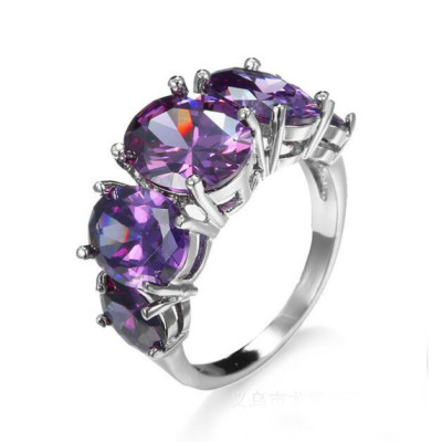 Xmas Gift Gorgeous Mulit Natural Purple Amethyst Gem Silver Ring Size 6 7 8 9 10