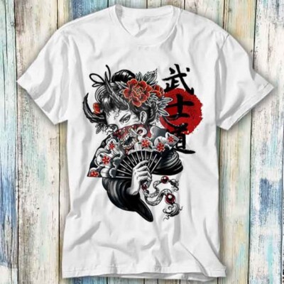 Japanese Geisha Secy PinUp Girl Anime Manga T Shirt Meme Gift Top Tee Unisex 773