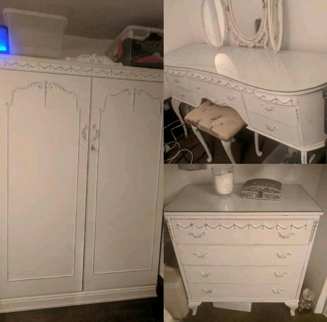 3 White Shabby Chic Bedroom Set Dressing Table Wardrobe And Drawers In Nottingham Nottinghamshire Gumtree