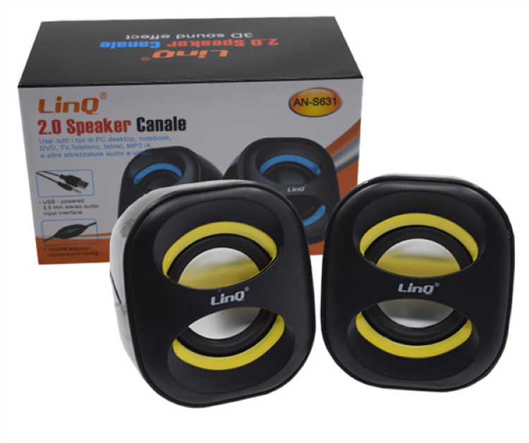 Casse Speaker Usb Jack 3,5 3w Notebook Pc Tv Dvd Mp3 Tablet Linq An-S631