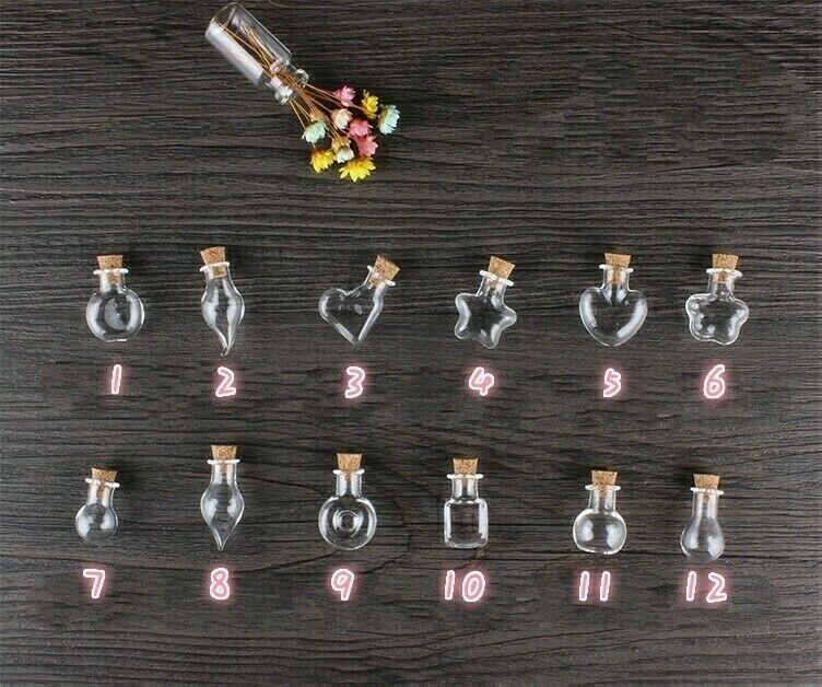 20 X Mini Clear Glass Wish Bottle Empty Jar Vial Message Charm Pendant Cork NR9