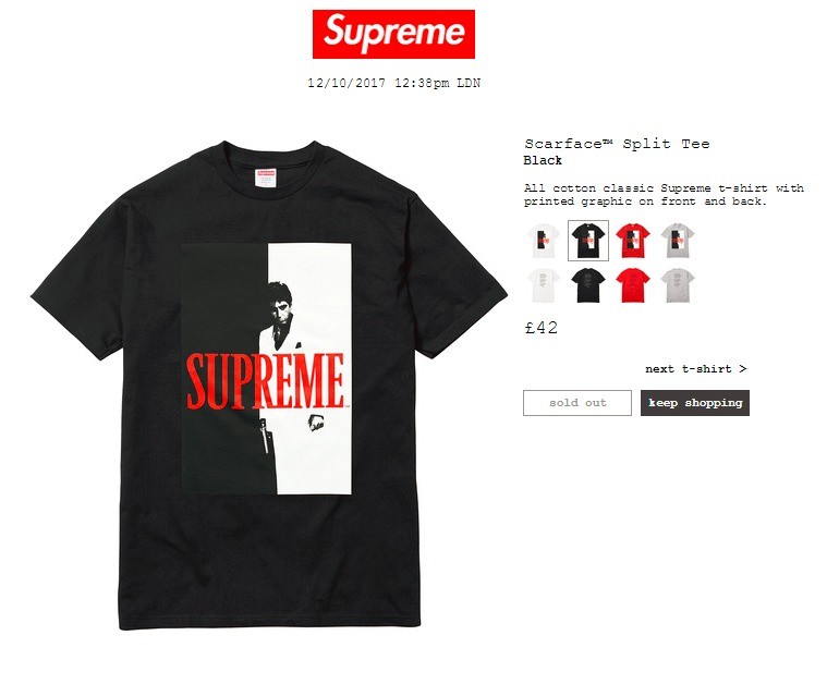 Supreme Scarface Split Tee Black size Medium | in Bolton, Manchester