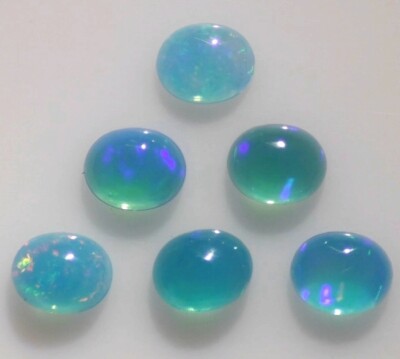 PARAIBA OPAL 7x5MM OVAL CUT CAB NEON BLUE COLOR  SOLD PER STONE F-283