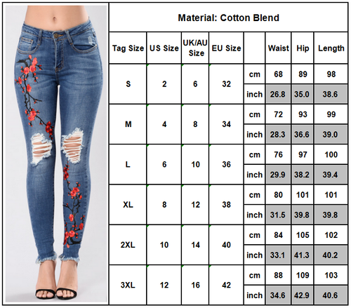 Women's High Waisted Ripped Jeans Denim Skinny Pants Trousers Casual Jeggings